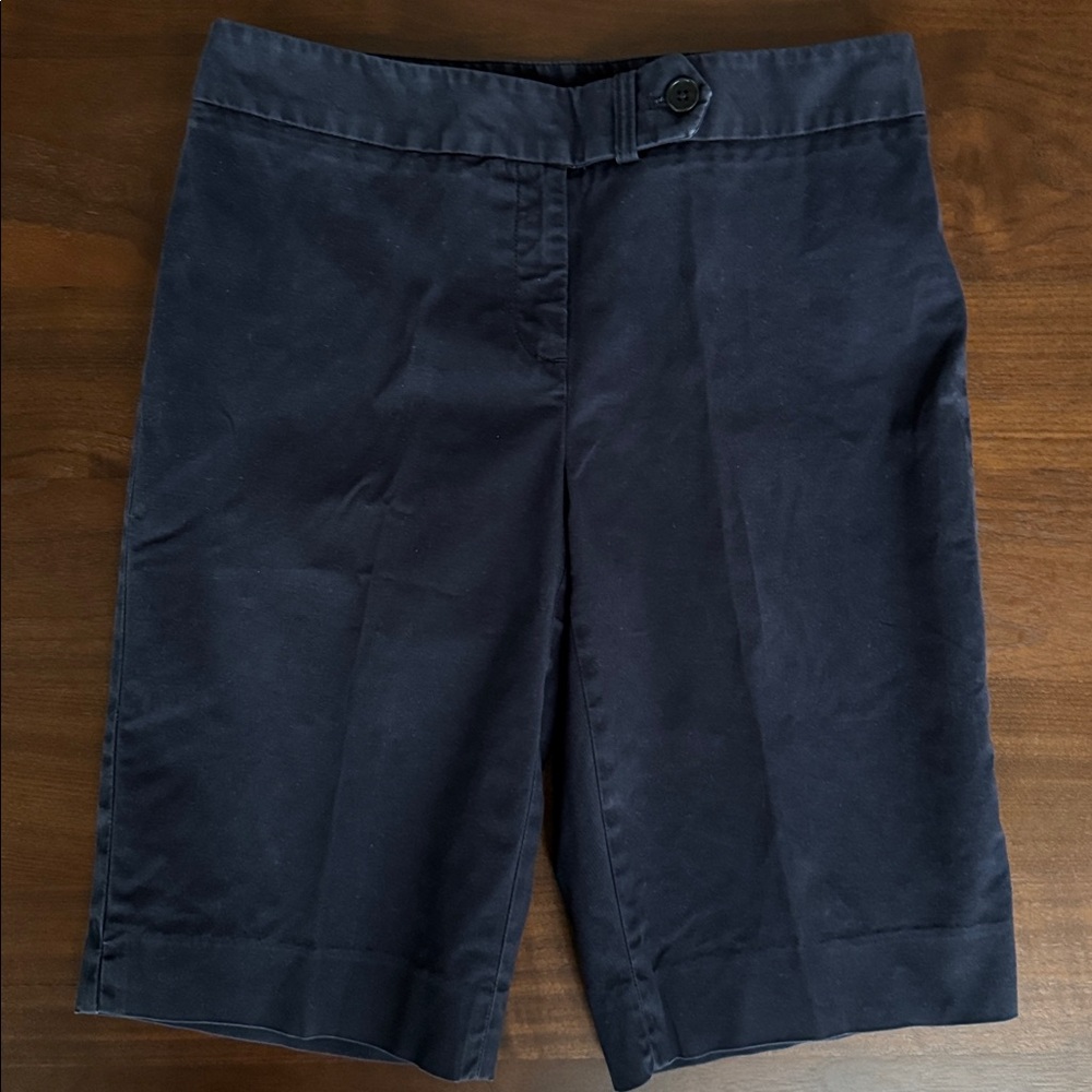 JONES NEW YORK SIGNATURE SHORT TROUSERS STRETCH COTTON FLAT FRNT TAB 6 NAVY BLUE